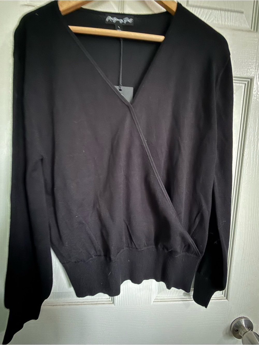 Montgomery Post brand Black Womens Wrap-Style Sweater